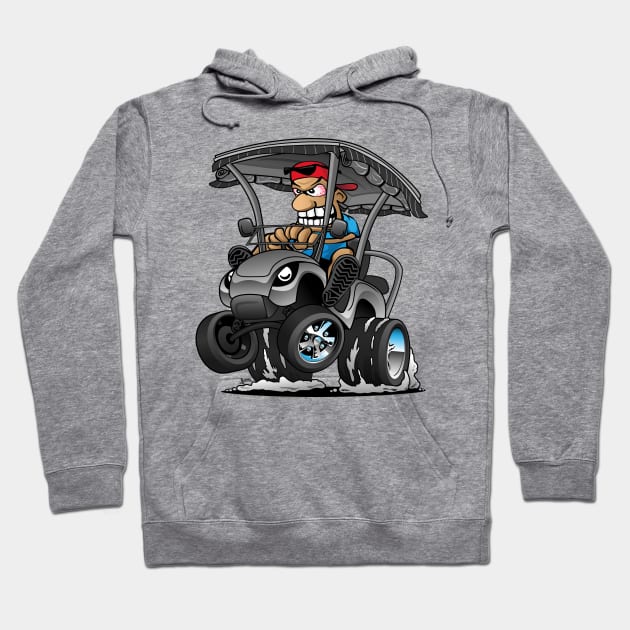 Funny Golf Cart Hotrod Golf Car Popping a Wheelie Cartoon Hoodie by hobrath